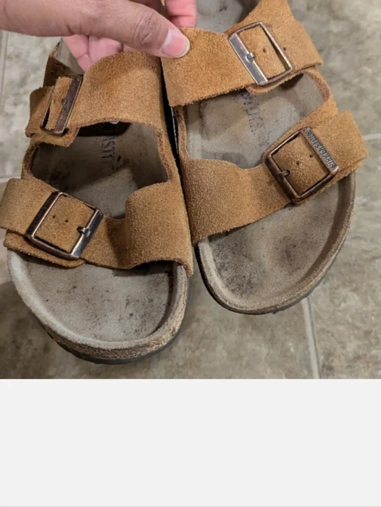 Birkenstock Tan Suede Double Strap Sandals - Picture 2 of 6